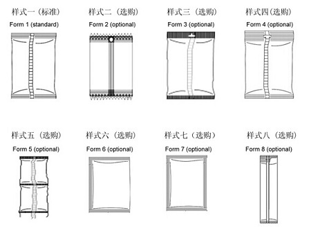 立式粉劑定量包裝機(jī)可以實現(xiàn)的包裝形式